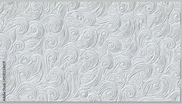 Fototapeta  intricate embossed floral swirl pattern in light silver tones with flowing curves and detailed textures for elegant wallpaper, branding, web background, or print design