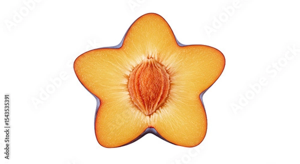 Obraz A close-up shot of a plum cut in the shape of a star on a black background