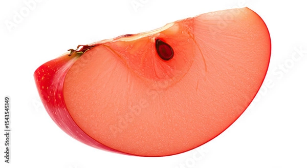 Obraz A close up studio shot of a single slice of a red apple against a black background