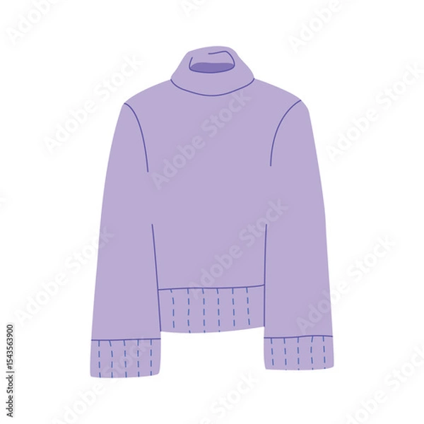 Fototapeta Modern hand drawn clothes outfit with purple sweater shopping illustration. Trendy flat design for e-commerce retail projects. Simple vector art for digital and print use