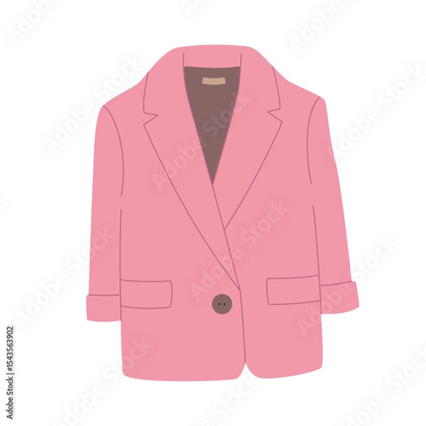 Fototapeta Modern hand drawn clothes outfit with pink jacket shopping illustration. Trendy flat design for e-commerce retail projects. Simple vector art for digital and print use