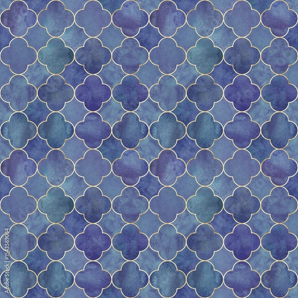 Obraz Watercolor gothic style clover leaf seamless pattern