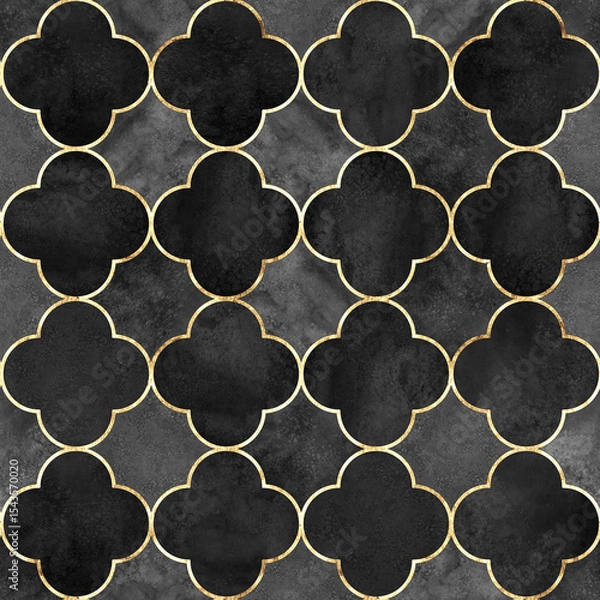 Obraz Watercolor gothic style clover leaf seamless pattern