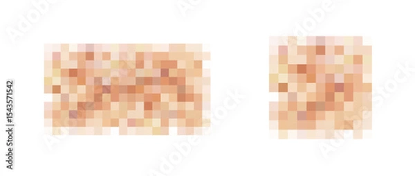 Obraz Censor blur effect texture isolated on white background. Blurry pixel color censorship elements. Vector nude skin tone pattern set