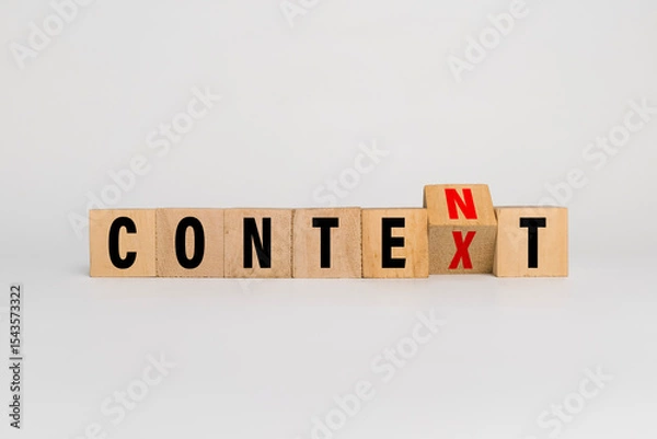 Fototapeta flip wooden blocks with content and context words isolated on white background