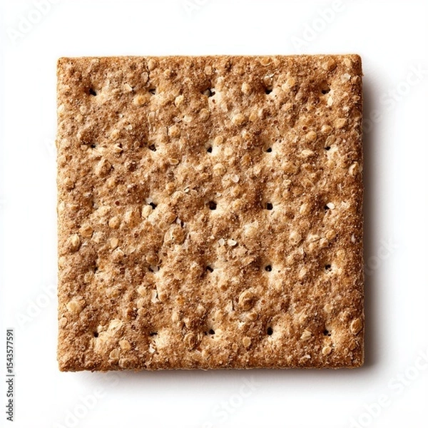 Fototapeta A crispy cracker, perfect for snacking or pairing with cheese or soup. Its texture is visibly crunchy and wholesome. 