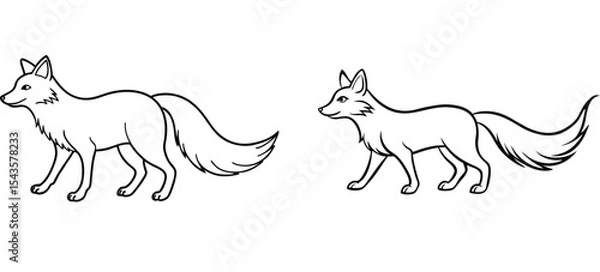 Fototapeta vector illustration of a fox, vector illustration of a wolf on white background.