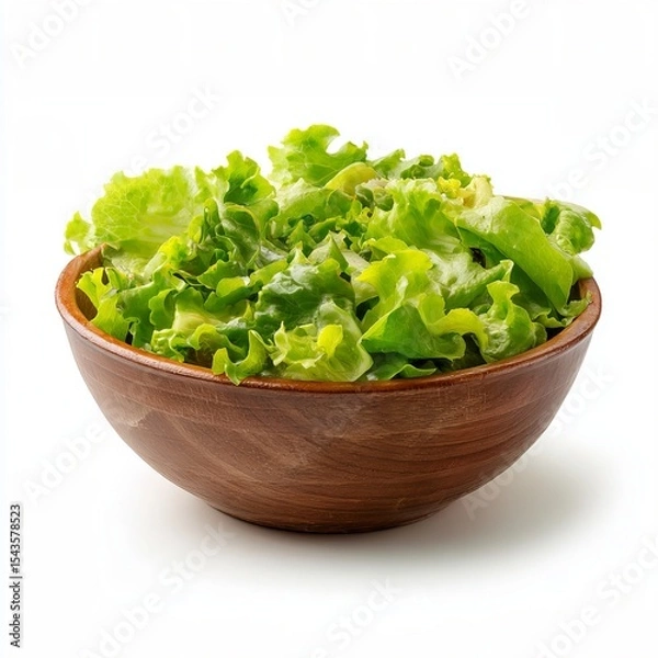 Fototapeta A vibrant and fresh green salad in a wooden bowl, a healthy and appealing meal option
