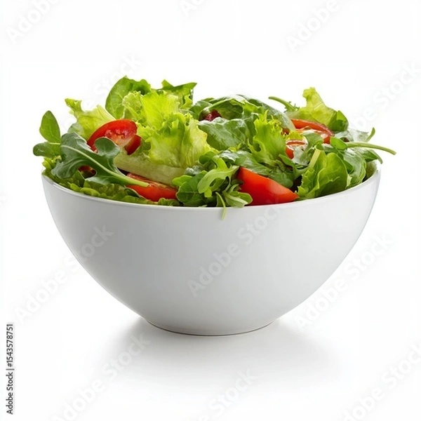Fototapeta A vibrant, fresh salad in a simple bowl. The image presents a colorful and healthy salad, perfect for illustrating fresh food and healthy eating habits