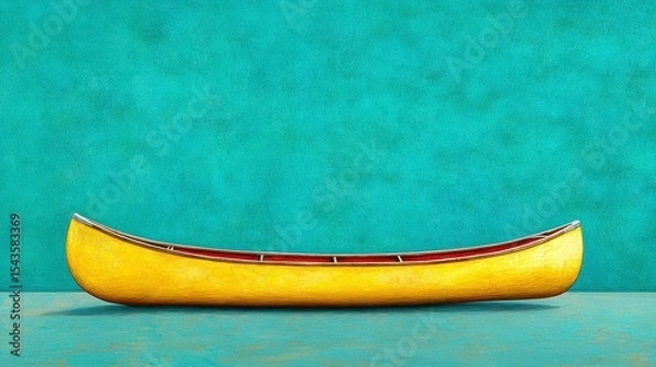 Obraz Yellow Canoe on Teal Background