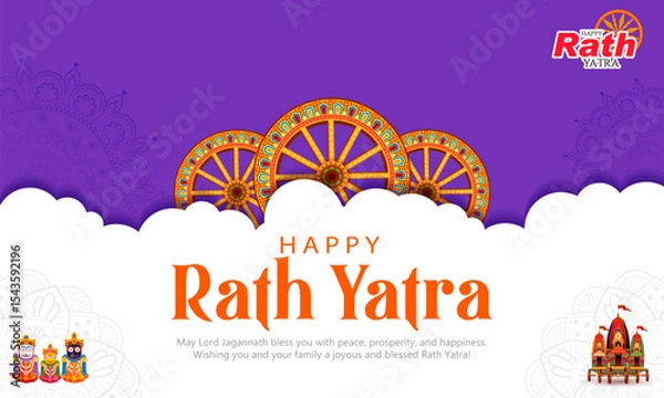 Obraz chariot of Lord Jagannath, Balabhadra and Subhadra on annual Rathayatra in Odisha festival background