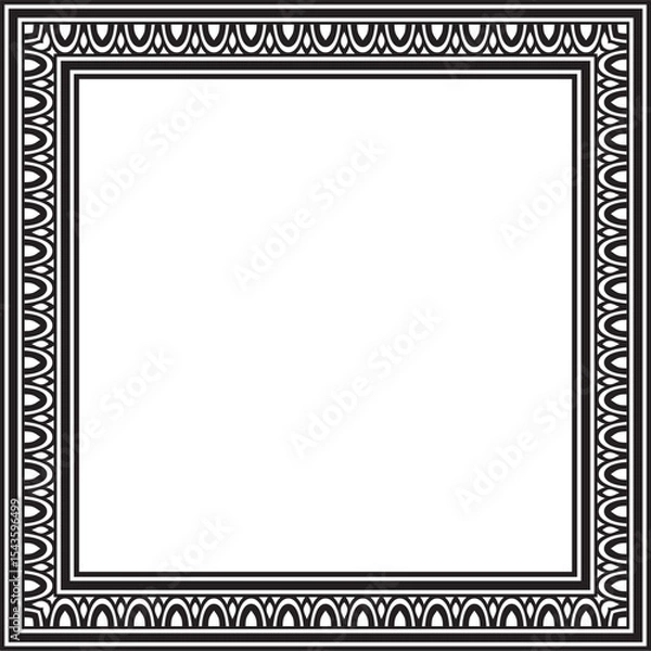 Fototapeta Classic greek black monochrome square ornament. Vector pattern, ancient hellenic rectangle. European border.
