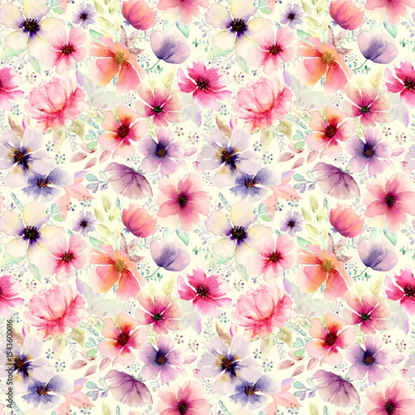 Obraz Watercolor abstract bold floral seamless pattern