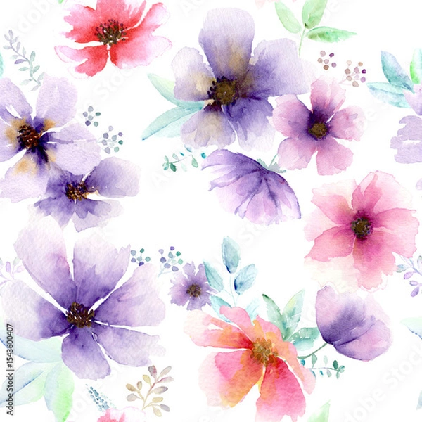 Obraz Watercolor abstract bold floral seamless pattern