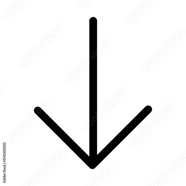 Fototapeta 手書きのシンプル矢印　下矢印