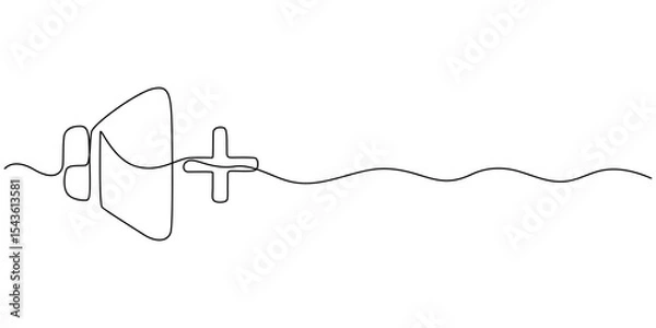 Fototapeta Sound volume plus continuous one line drawing, Media Thin Line Icon - Editable Stroke.