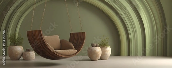Fototapeta interior swing background swing hanging from the roof in different unique style and in different technological background 