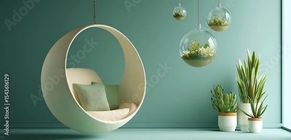 Fototapeta interior swing background swing hanging from the roof in different unique style and in different technological background 