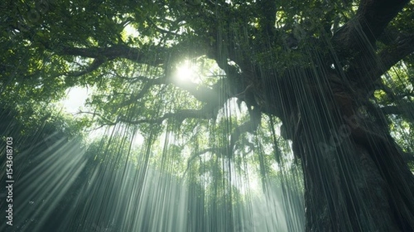 Fototapeta Sunlight filtering through foliage
