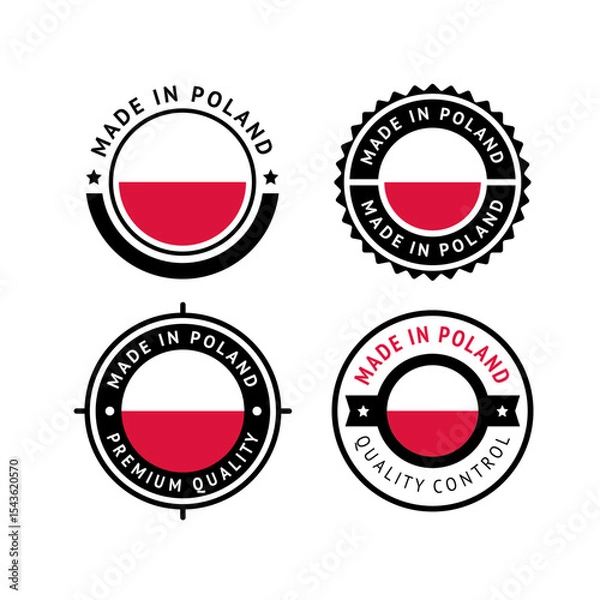 Fototapeta National flag of the Poland, set flat vector icon