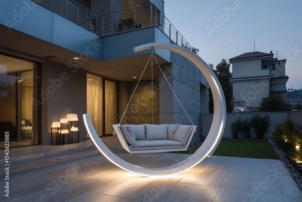 Fototapeta interior swing background swing hanging from the roof in different unique style and in different technological background 