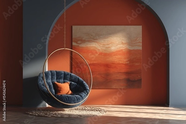 Fototapeta interior swing background swing hanging from the roof in different unique style and in different technological background 