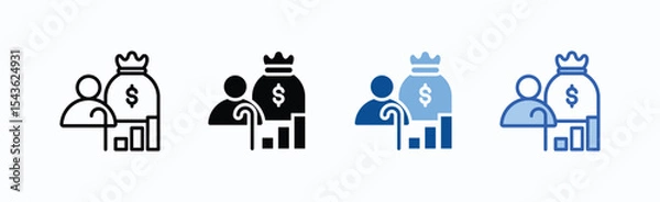 Obraz Retirement icon sheet multiple style collection isolated vector