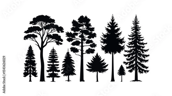Obraz Black Forest Tree Silhouettes Set