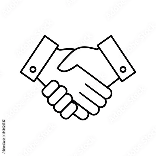 Fototapeta Simple handshake line icon for business partnership and agreement. Professional cooperation and deal-making vector graphic.
