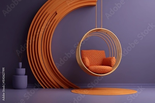 Fototapeta interior swing background swing hanging from the roof in different unique style and in different technological background 