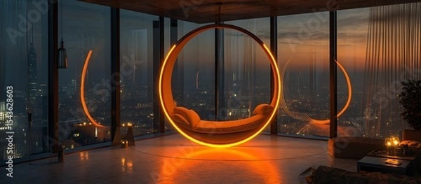 Fototapeta interior swing background swing hanging from the roof in different unique style and in different technological background 