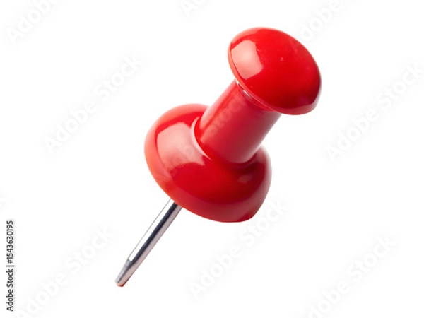 Fototapeta Single Red Push Pin Office Supply Stationary Item Isolated Against Black Background A I G E N E R A T E D - P N G isolated on a transparent background