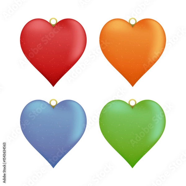 Obraz Set of New Year and Christmas decorations in the form of a heart. Vector illustration