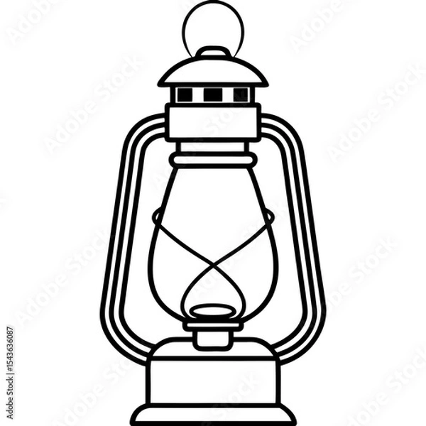 Fototapeta Rechargeable Electric Lantern – Outline Vector Style Illustration