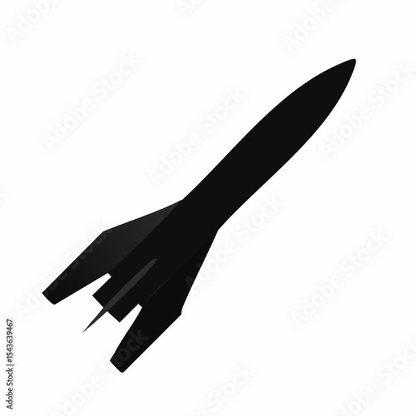 Fototapeta Black rocket illustration isolated on white background with aerodynamic design elements