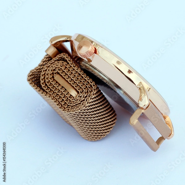 Obraz close up view of wrist watch smartwatch 