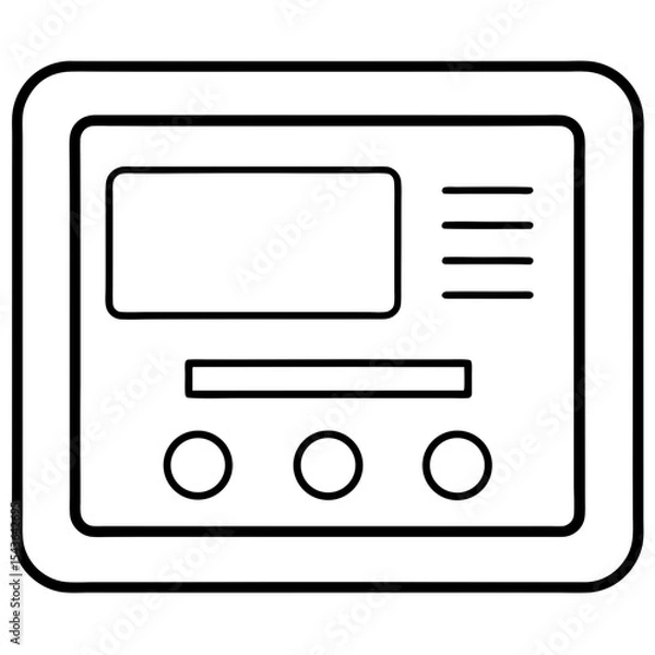 Fototapeta Digital Thermostat with Buttons and Screen – Clean Outline Illustration