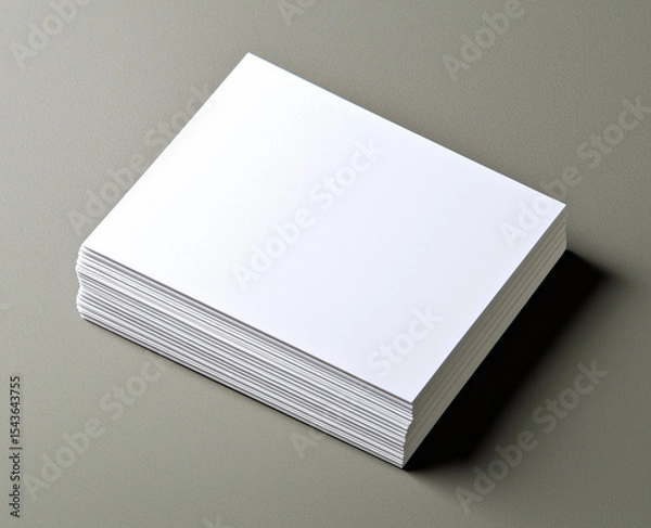 Obraz Stack of blank business name cards isolated on a gray background.