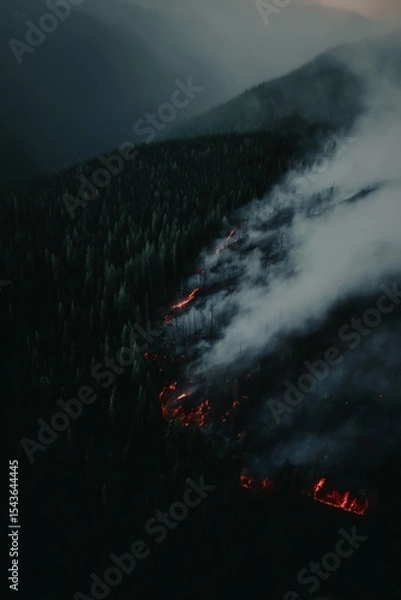 Obraz Forest fire aerial view