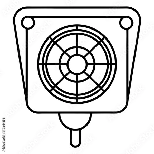 Fototapeta Wall-Mounted Fan Regulator with Turn Dial – Vector Line Art Illustration