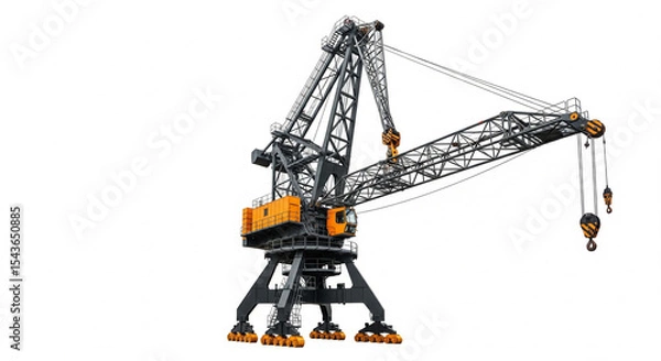Obraz Large Mobile Harbor Crane for Cargo Logistics Isolated on White Background.