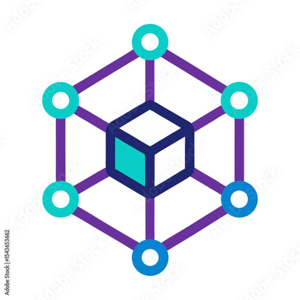 Fototapeta Abstract network cube data connection graphic
