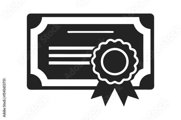 Obraz certificate icon silhouette on white background