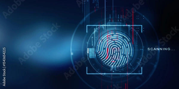 Fototapeta 2d Illustration Fingerprint Scanning Technology Concept 
