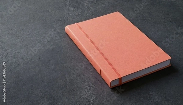 Obraz Notebook with pen and coffee cup and flowers on grey
