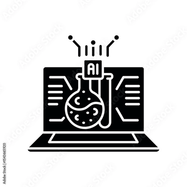 Fototapeta virtual laboratories STEM disciplines black flat icon for digital and print projects.