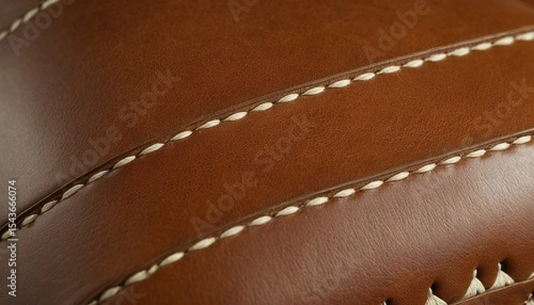 Obraz A closeup of a quilted brown leather texture with a diamond pattern and contrasting stitching
