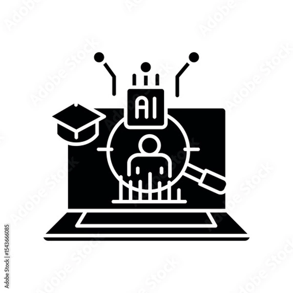 Fototapeta analysis student behavior online lessons black flat icon for digital and print projects.