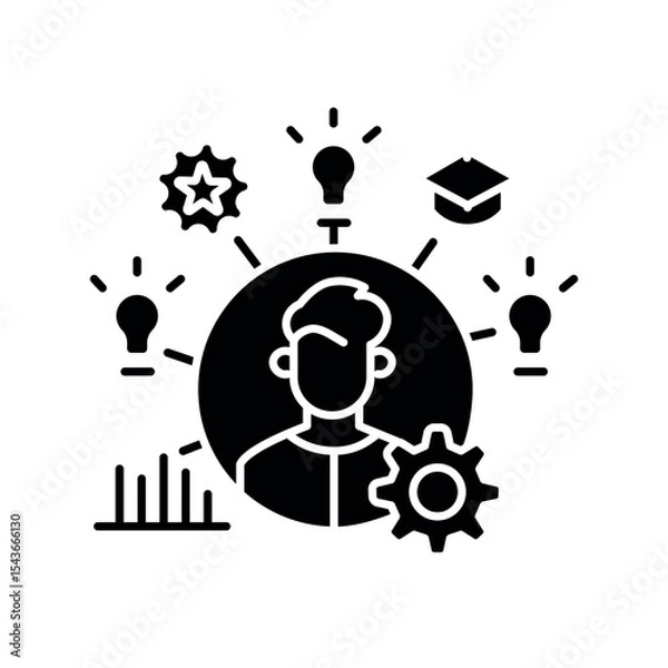Fototapeta assessment student knowledge level black flat icon for digital and print projects.