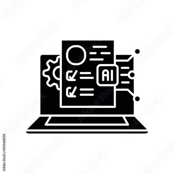 Fototapeta Automation administrative processes educational institutions black flat icon for digital and print projects.